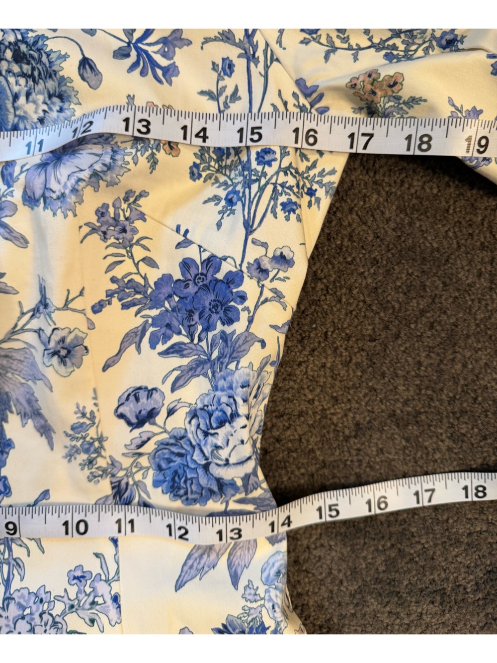 Antonio Melani Jesse Floral Print Puff Sleeve Dress in ivory and blue - Picture 9 of 10